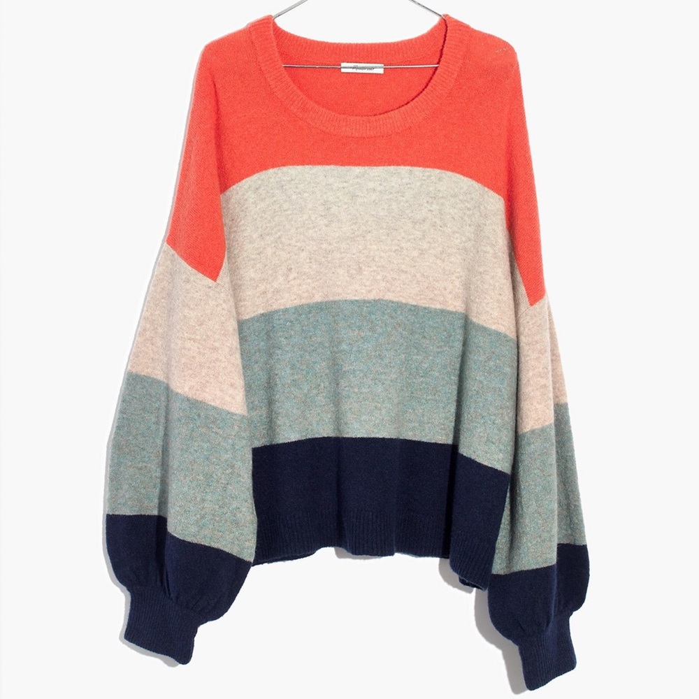 Madewell Striped Balloon-Sleeve Sweater